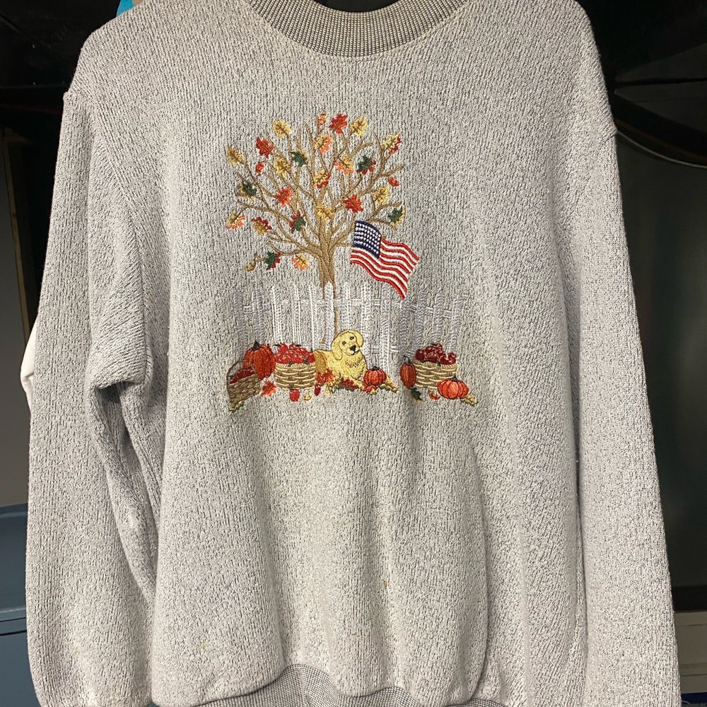 Vintage Bonworth crewneck Golden retriever American Flag dog lover Sz M